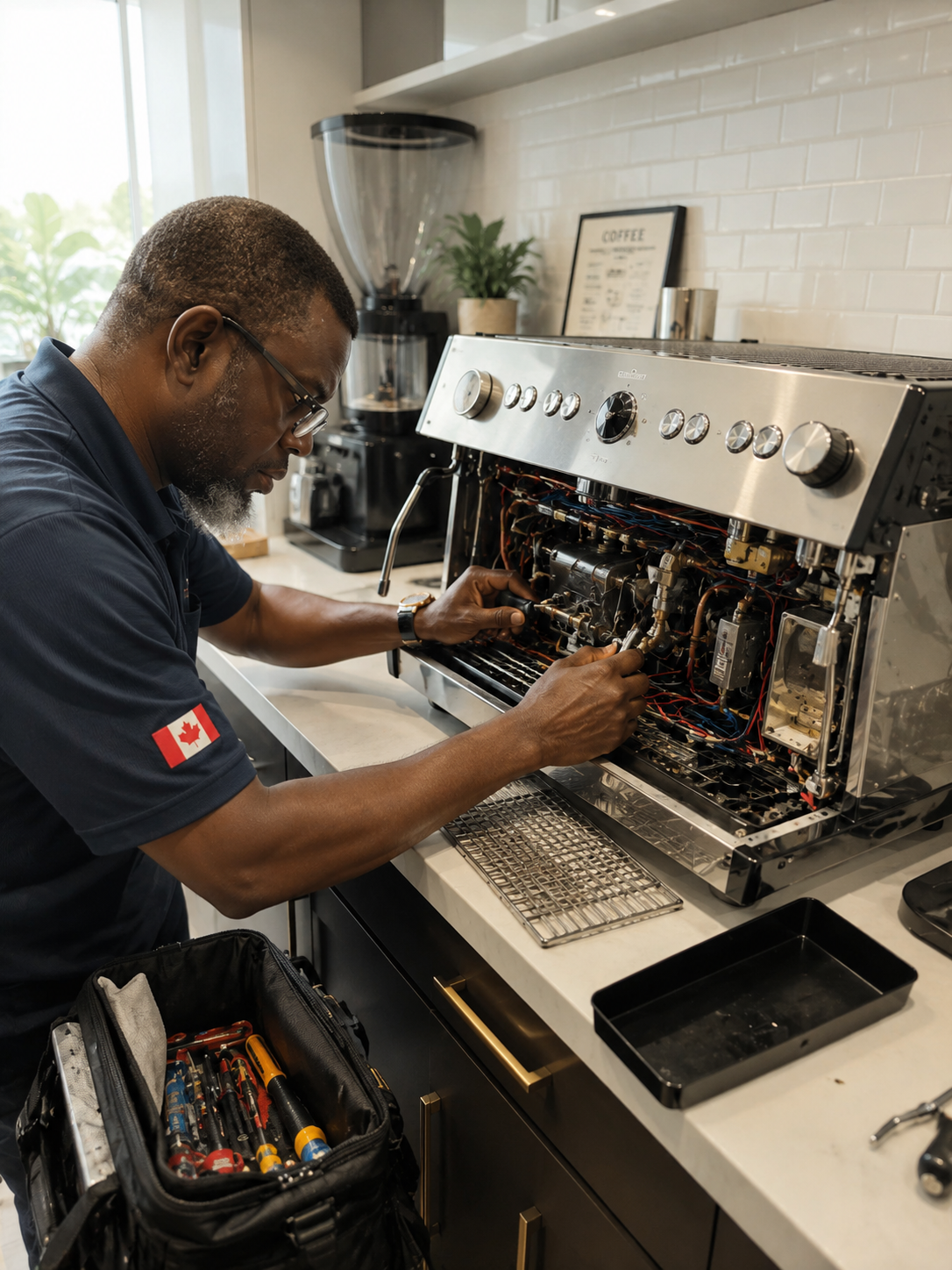 Coffee maker machine repair - internal components and circuit board servicing