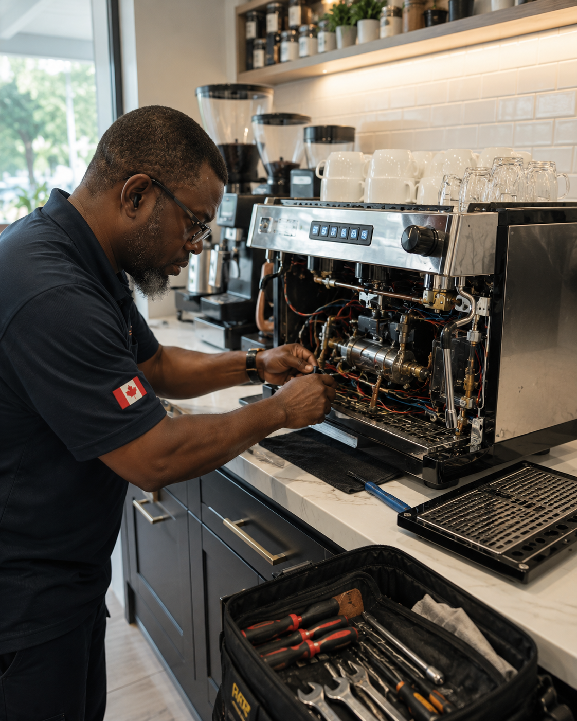 Coffee maker machine repair service for commercial espresso machine in GTA